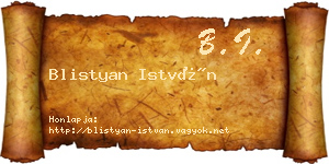 Blistyan István névjegykártya